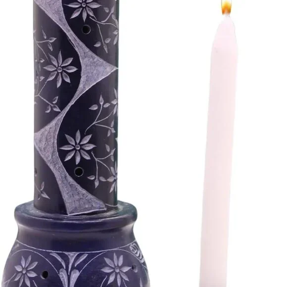 Marble Soapstone Blue Incense Stick HolderCandle BurnerTea Light Holder -